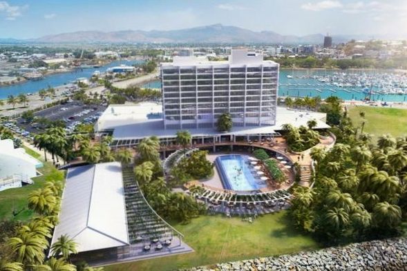 The Ville Resort exterior on the Townsville waterfront with Coral Sea views